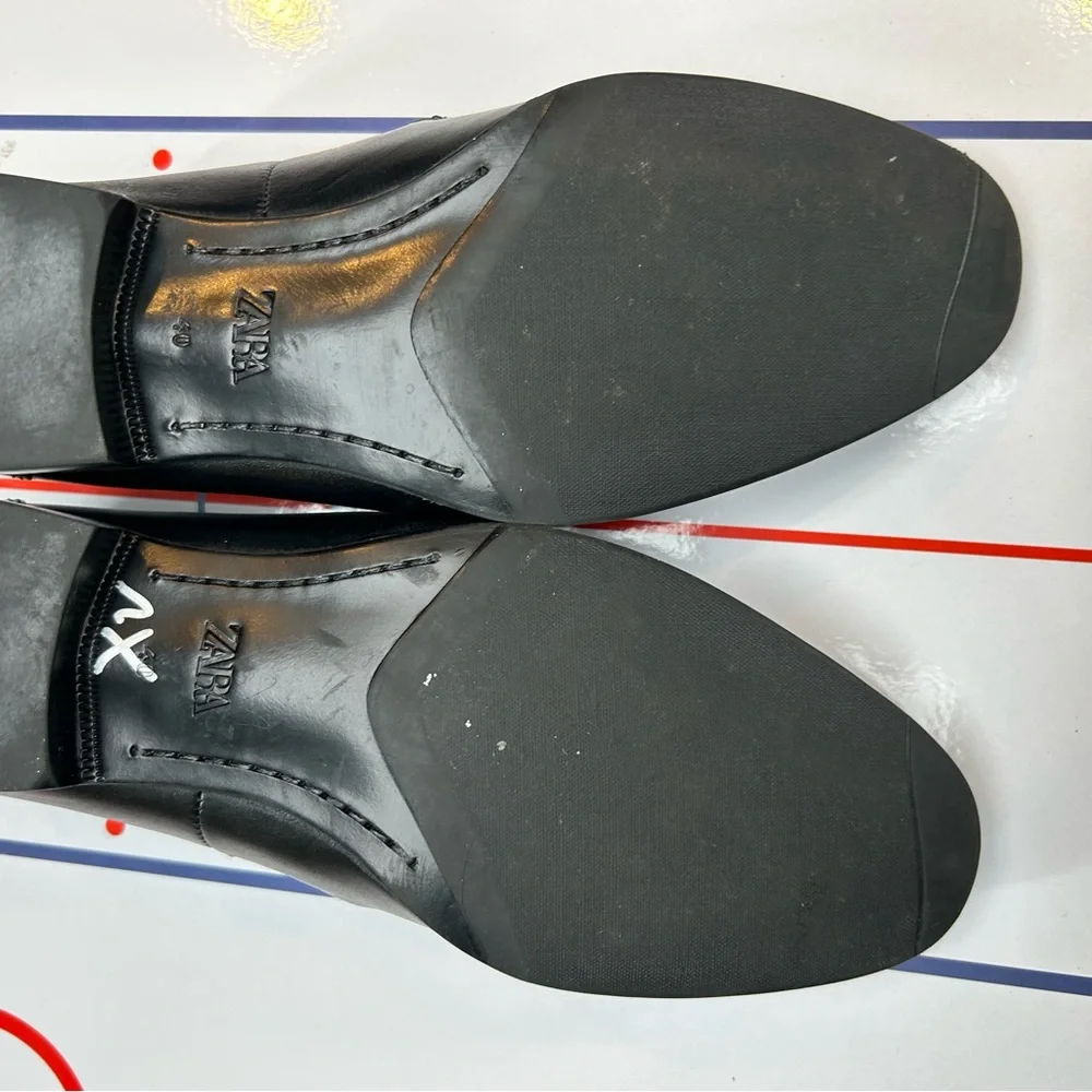 ZARA‎ Horse Bit Loafers Men’s Dress Casual Shoes + Gold Chain Color Black Size 7